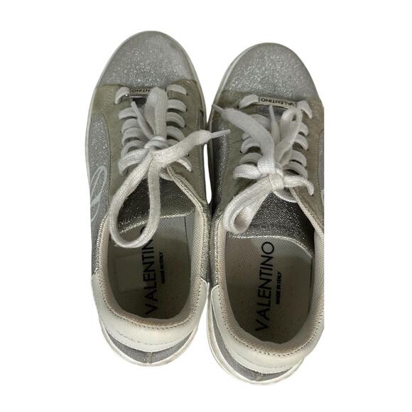 Valentino Garavani Bay by Bay Silver Glitter Platform Sneakers – Women 6.5 - Picture 5 of 8